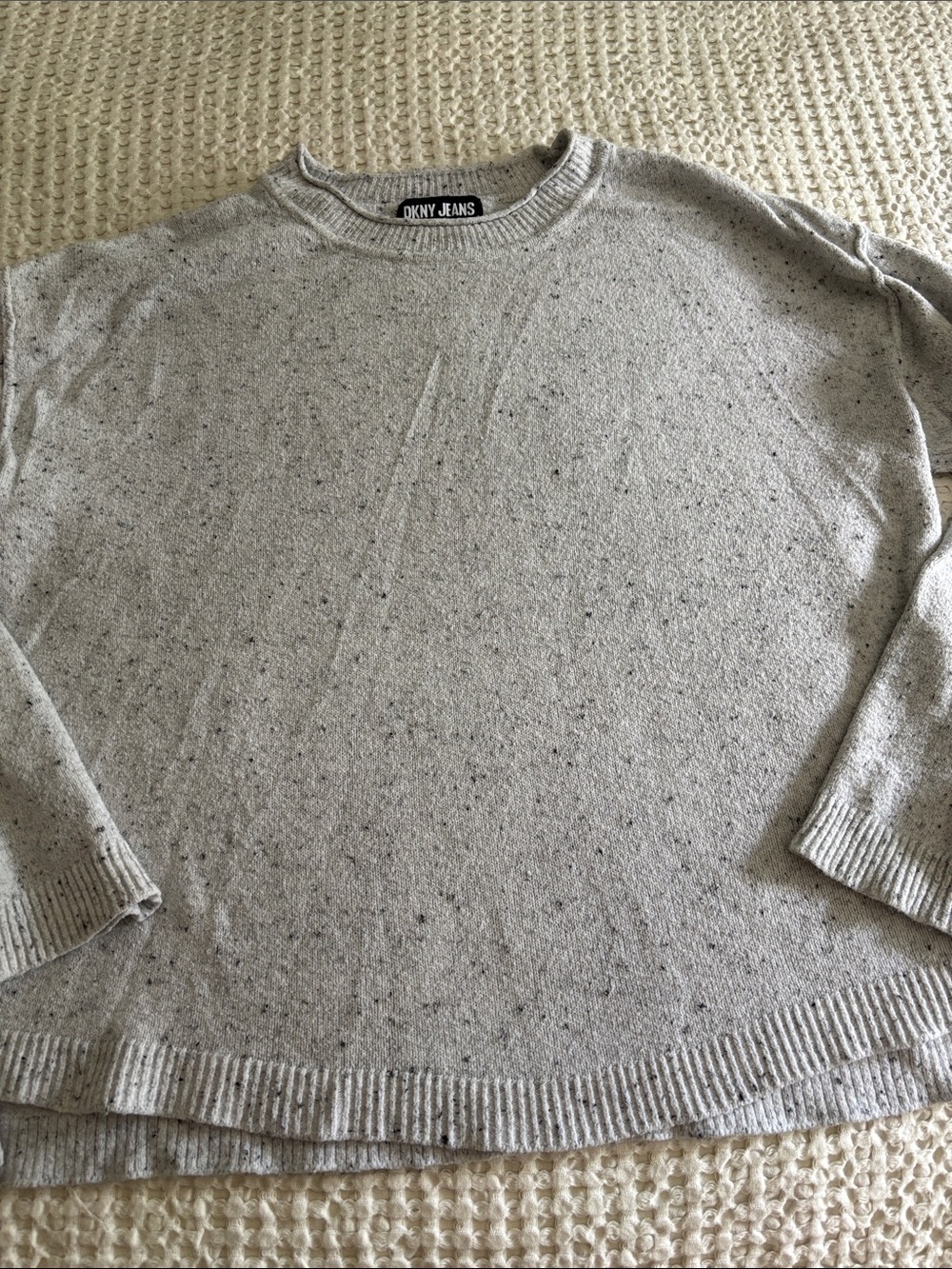 DKNY Light Gray Speckled Crewneck Sweater Sz Large